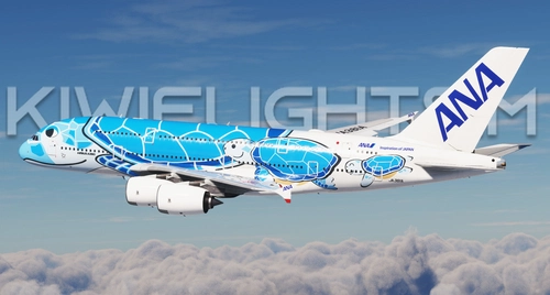 All Nippon Airways (ANA) Flying Honu - Lani (Blue Turtle) | JA381A | FlyByWire Airbus A380X [8K/4K]