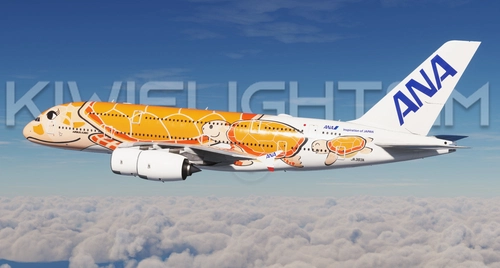 All Nippon Airways (ANA) Flying Honu - Ka La (Red-Orange Turtle) | JA383A | FlyByWire A380X [8K/4K]