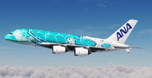 All Nippon Airways (ANA) 'Green Turtle / Flying Honu' JA382A | FlyByWire Airbus A380X [8K/4K] thumbnail 2