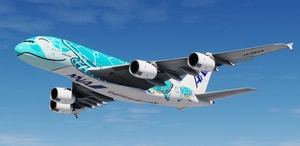 All Nippon Airways (ANA) 'Green Turtle / Flying Honu' JA382A | FlyByWire Airbus A380X [8K/4K] thumbnail 3