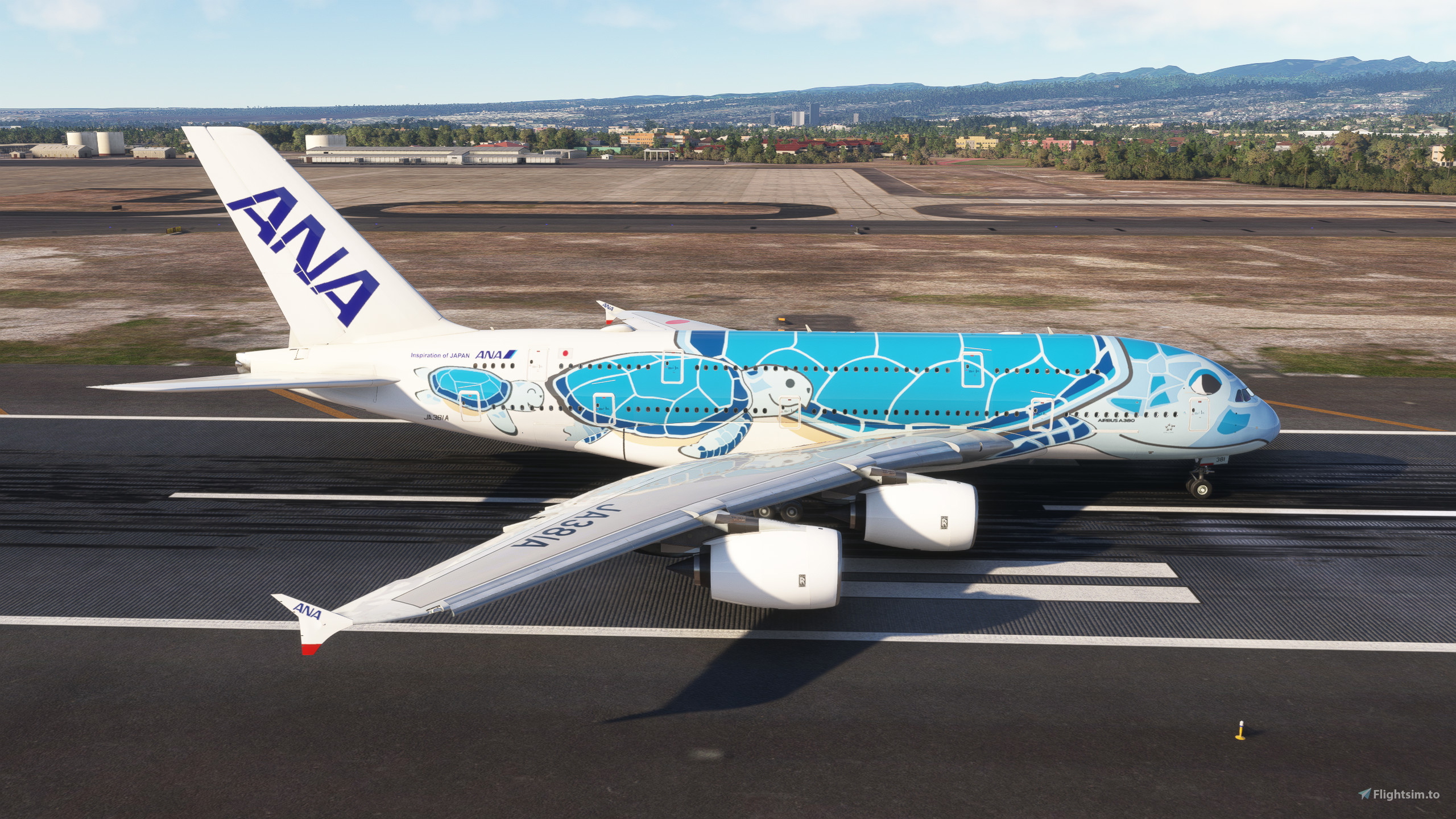 All Nippon Airways Blue Turtle JA381A FlyByWire Airbus A380 [4K/8K