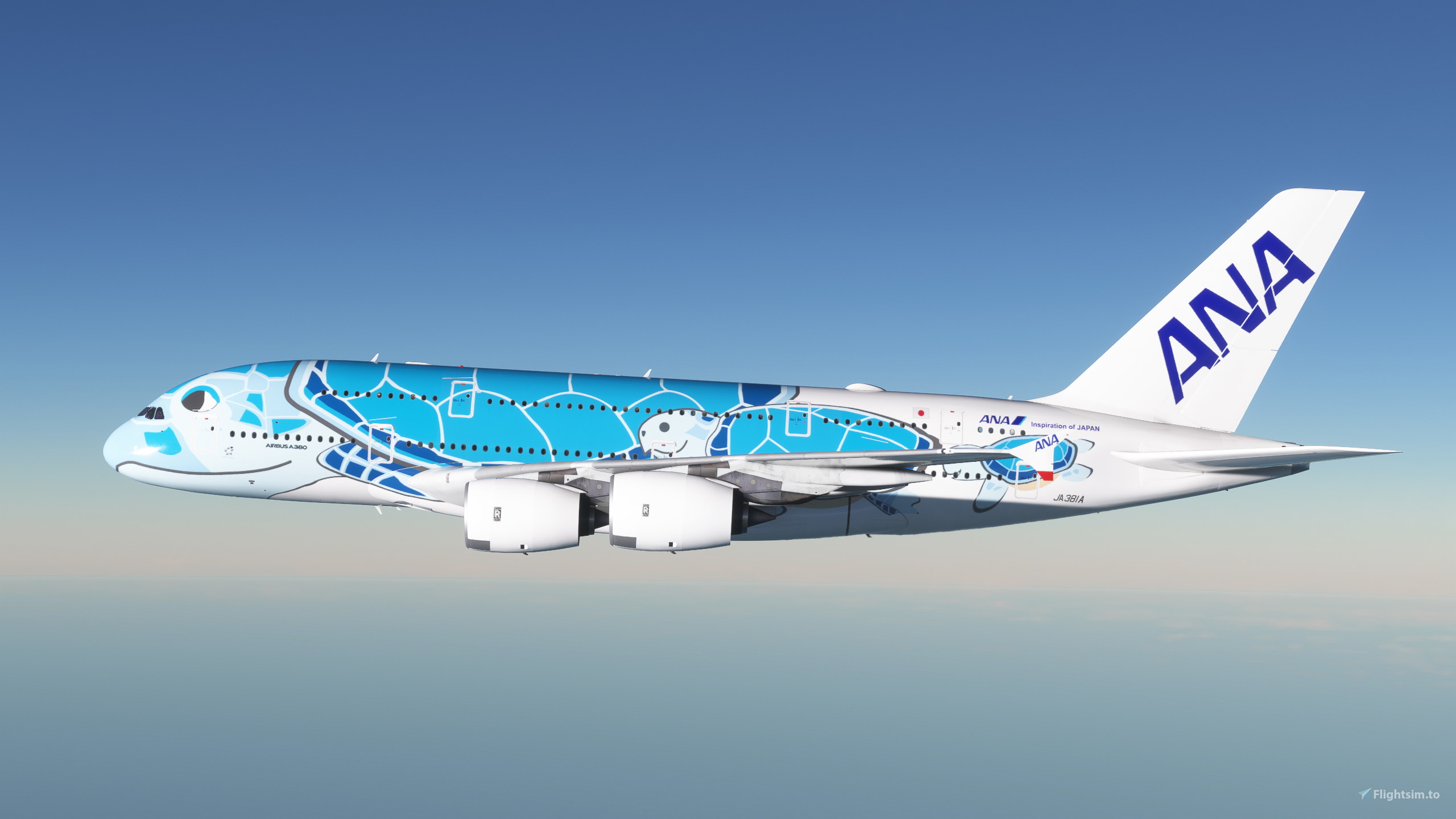 All Nippon Airways Blue Turtle JA381A FlyByWire Airbus A380 [4K/8K