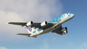 All Nippon Airways Blue Turtle JA381A FlyByWire Airbus A380 [4K/8K] thumbnail 2