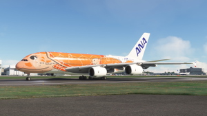 All Nippon Airways Orange Turtle JA383A FlyByWire Airbus A380 [4K/8K] thumbnail 1