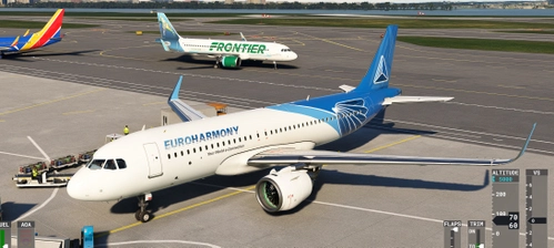 Asobo Airbus A320 in EuroHarmony Virtual Airline livery