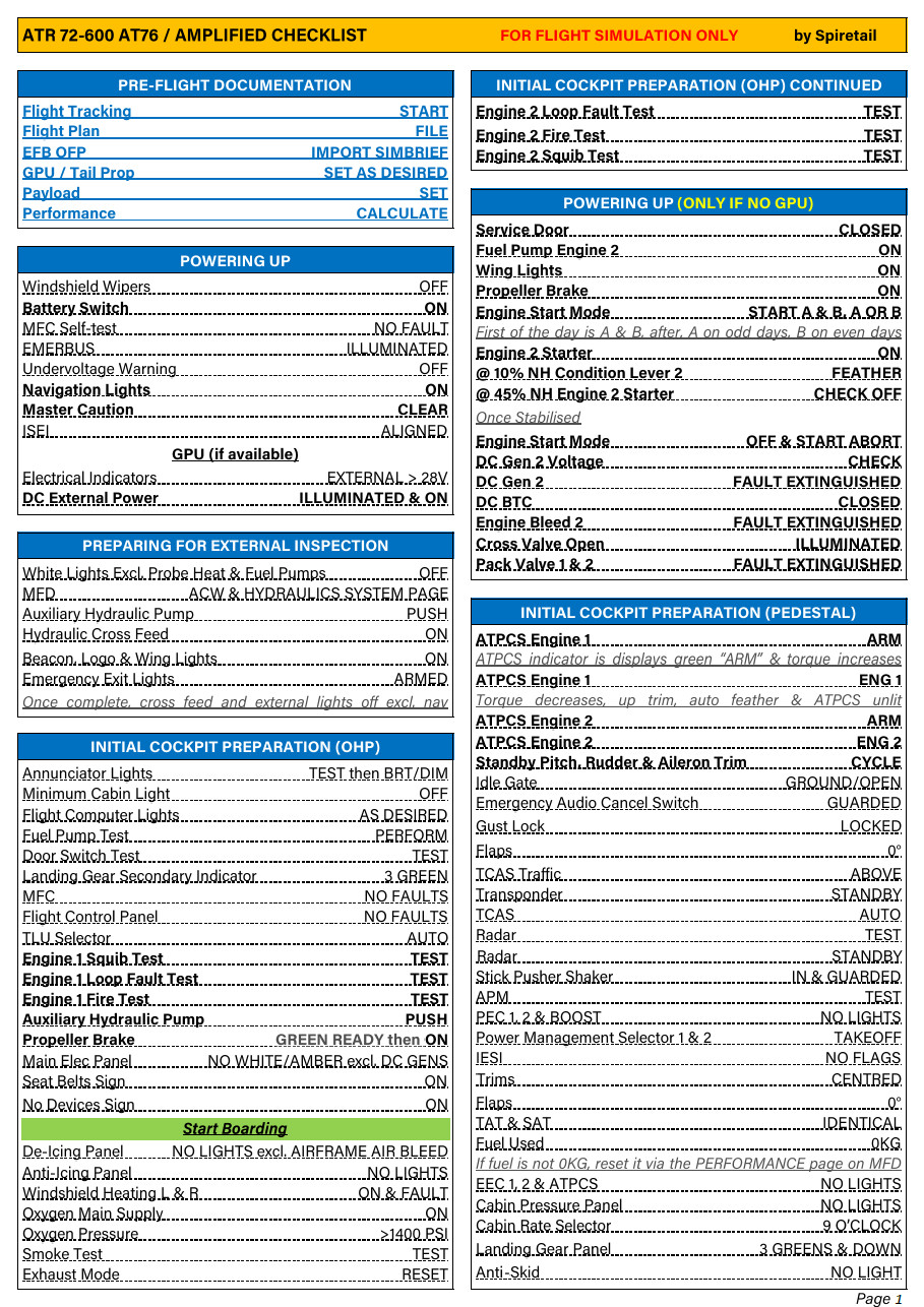 ATR 72-600 Amplified Checklist - User Content for MSFS | Flightsim.to