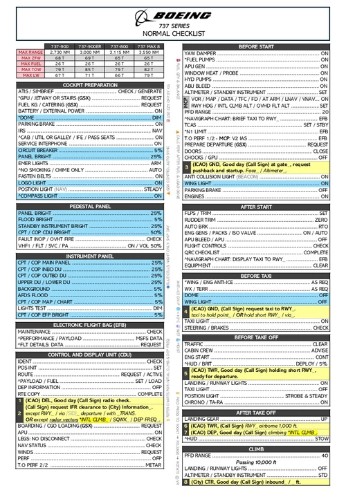 Boeing 737 Normal Checklist