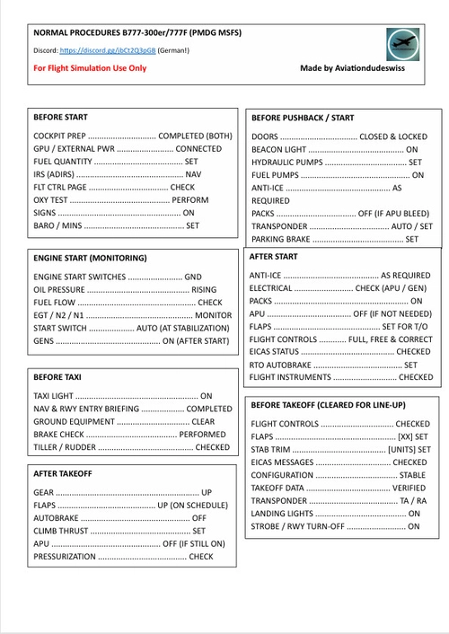B777-300ER/B777F Checklist