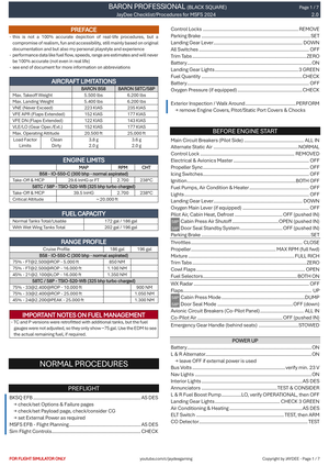 Baron Professional B58, 58TC, 58P - Procedures and Checklist thumbnail 1