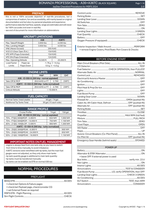 Bonanza Professional A36+A36TC- Procedures and Checklist thumbnail 2