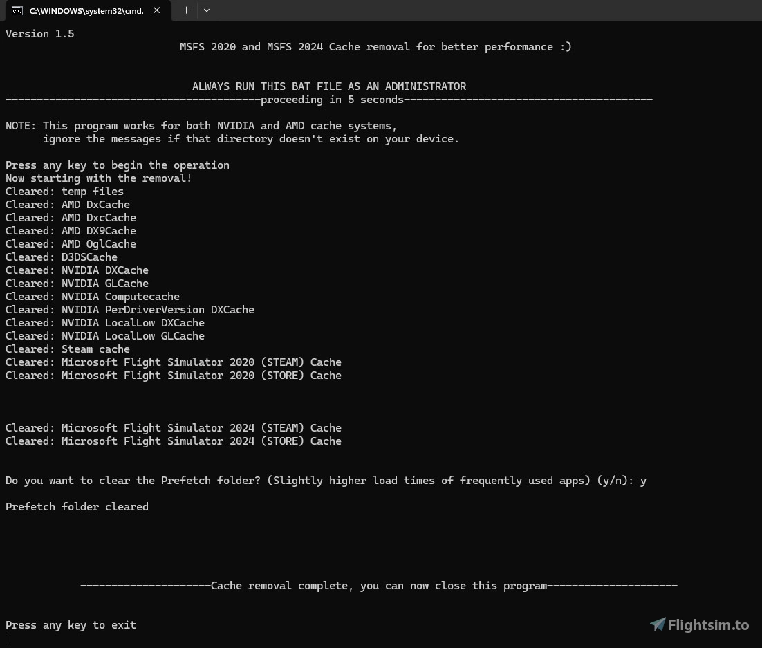Cache cleanup for MSFS 2020 and 2024 (NVIDIA and AMD systems, Steam and Store versions) - Image 1