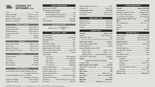 Cessna 172 Skyhawk G1000 - Checklists