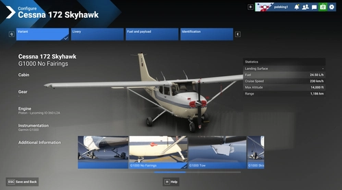 Cessna 172SP - G1000 - No Fairings