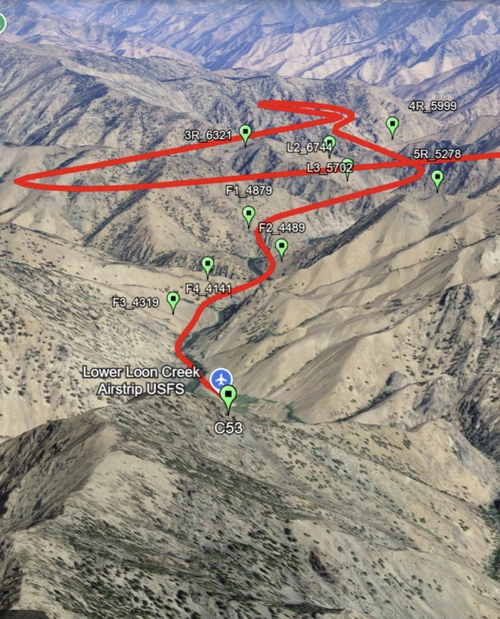 Crazy RNAV approach into the central Idaho mountains...C53 Lower Loon Creek (USFS)