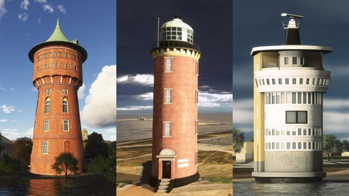 Cuxhaven Lighthouse & Water & Radar Tower