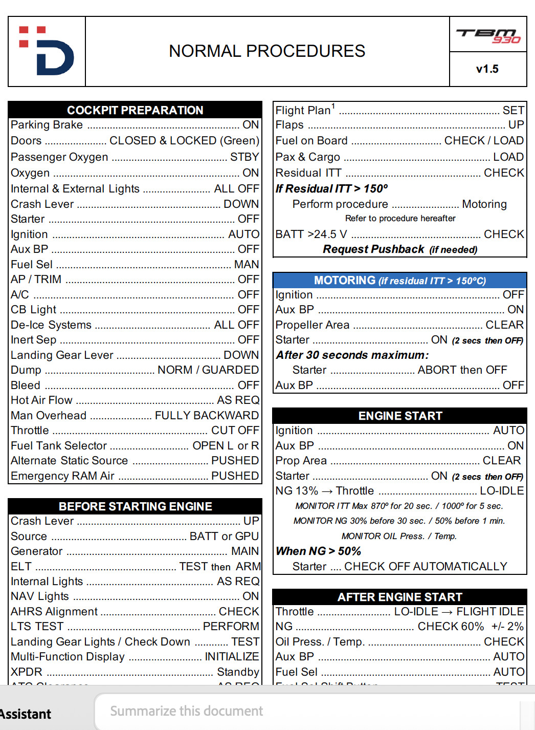 Daher TBM930 Normal Procedures - User Content for MSFS | Flightsim.to