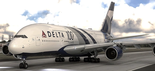 Delta Airlines 100th Anniversary (Fictional) A380 w/ Cabin