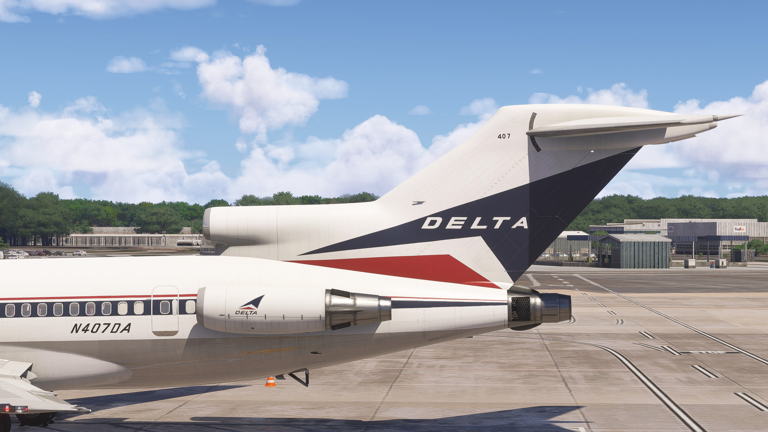 Delta Airlines Widget (dog nose version) Circa 1975 w/Cabin | FSS 727 Passenger (MSFS 2024 only) - Image 1