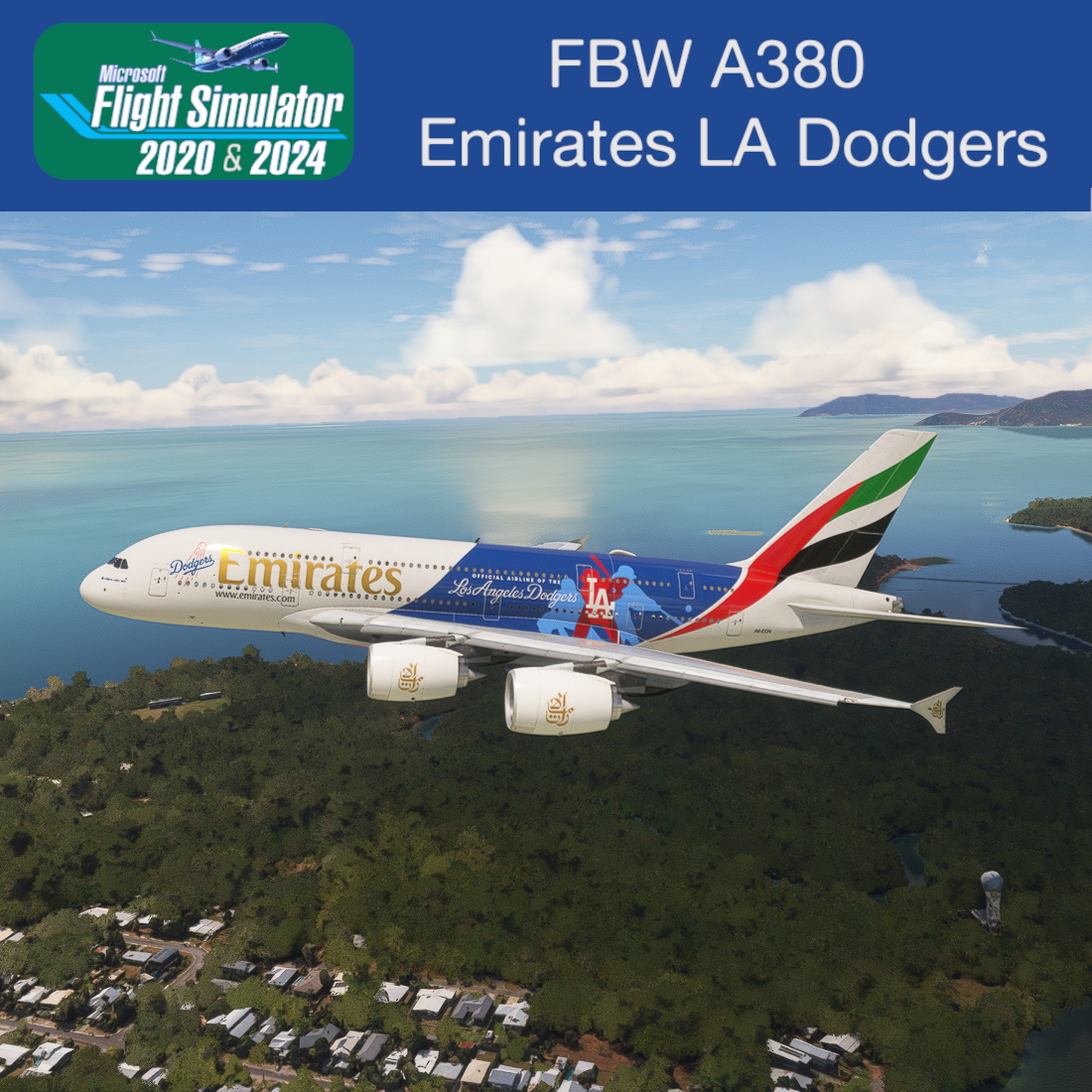 FBW Airbus A380 Emirates LA Dodgers - Image 1