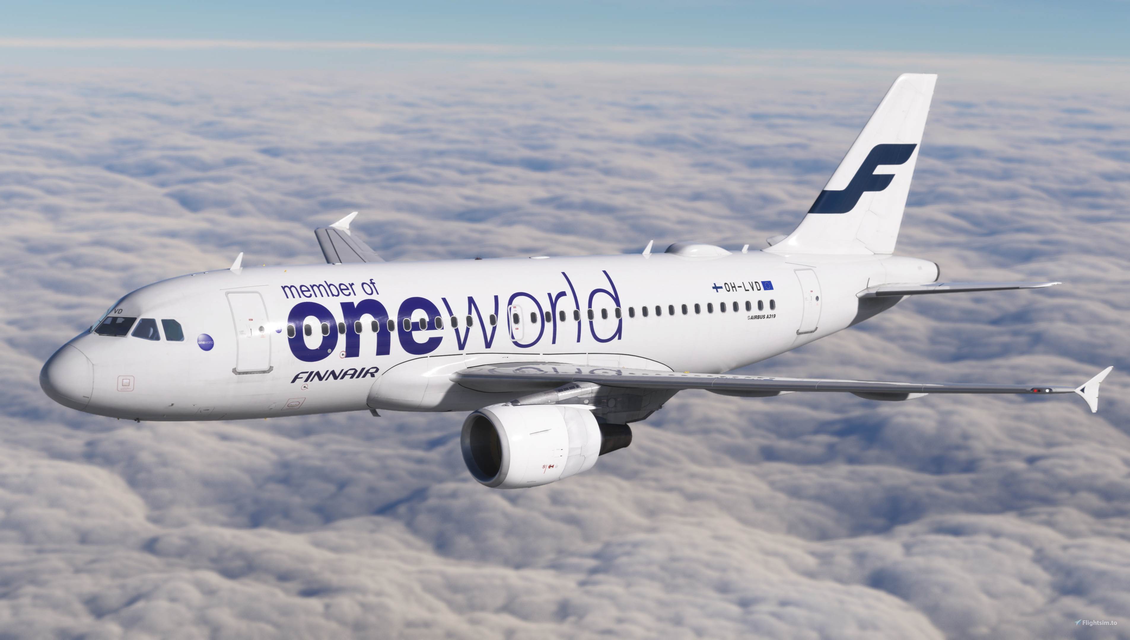 Finnair OH-LVD 'oneworld' livery for Fenix A319 4K&8K w/ cabin の