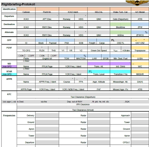 Flight Briefing Form