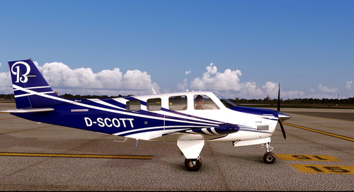 Flightsim Pictures Scott livery for the Asobo Bonanza G36