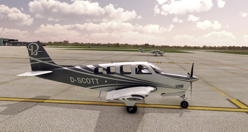 Flightsim Pictures Scott livery for the Asobo Bonanza G36