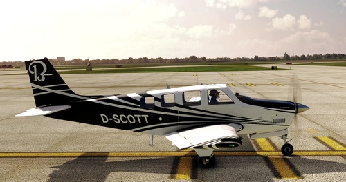 Flightsim Pictures Scott livery for the Asobo Bonanza G36
