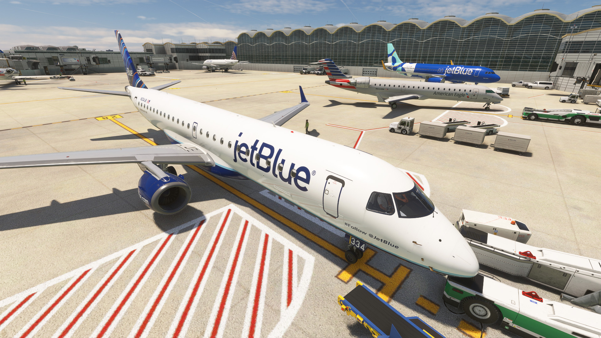 FlightSim Studio - E-Jets 190 - JetBlue - N334JB "#Follow @JetBlue" - Image 1