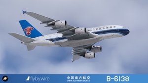  FlyByWire A380X China Southern 中国南方航空 B-6138 with cabin 4K/8K thumbnail 3