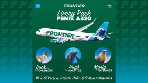 Frontier Airlines Livery Pack w/ Cabin | Fenix A320 CFM SL | 8K & 4K