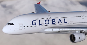 Global Airlines 9H-GLOBL "First flight" | FlyByWire A380-800 | 4K w/cabin thumbnail 2