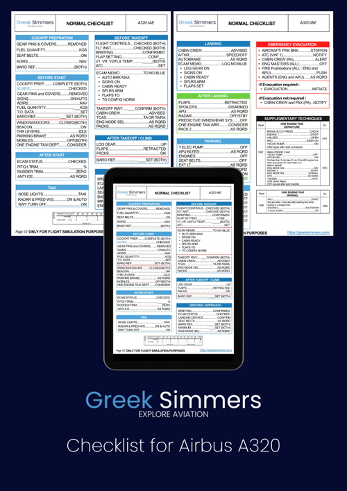 GreekSimmers Airways A320 Checklist
