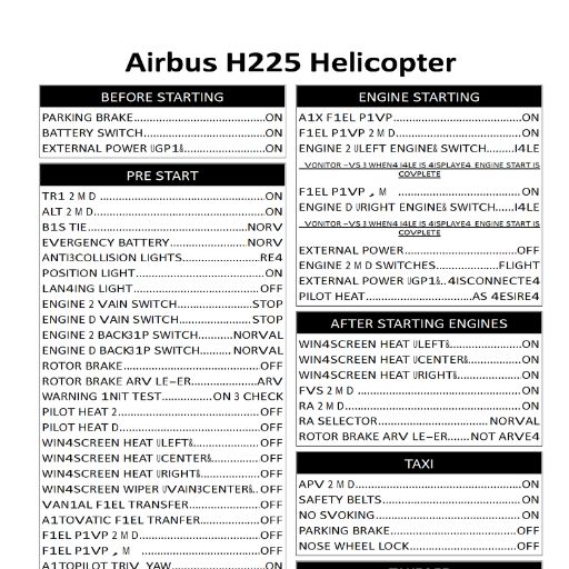 H225 Normal Checklist pour Microsoft Flight Simulator | MSFS