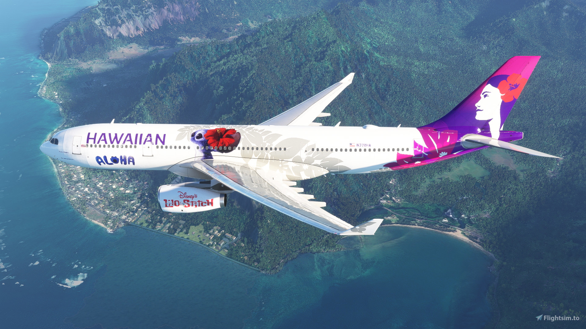 Hawaiian Stitch Livery N378HA for Microsoft Flight Simulator | MSFS