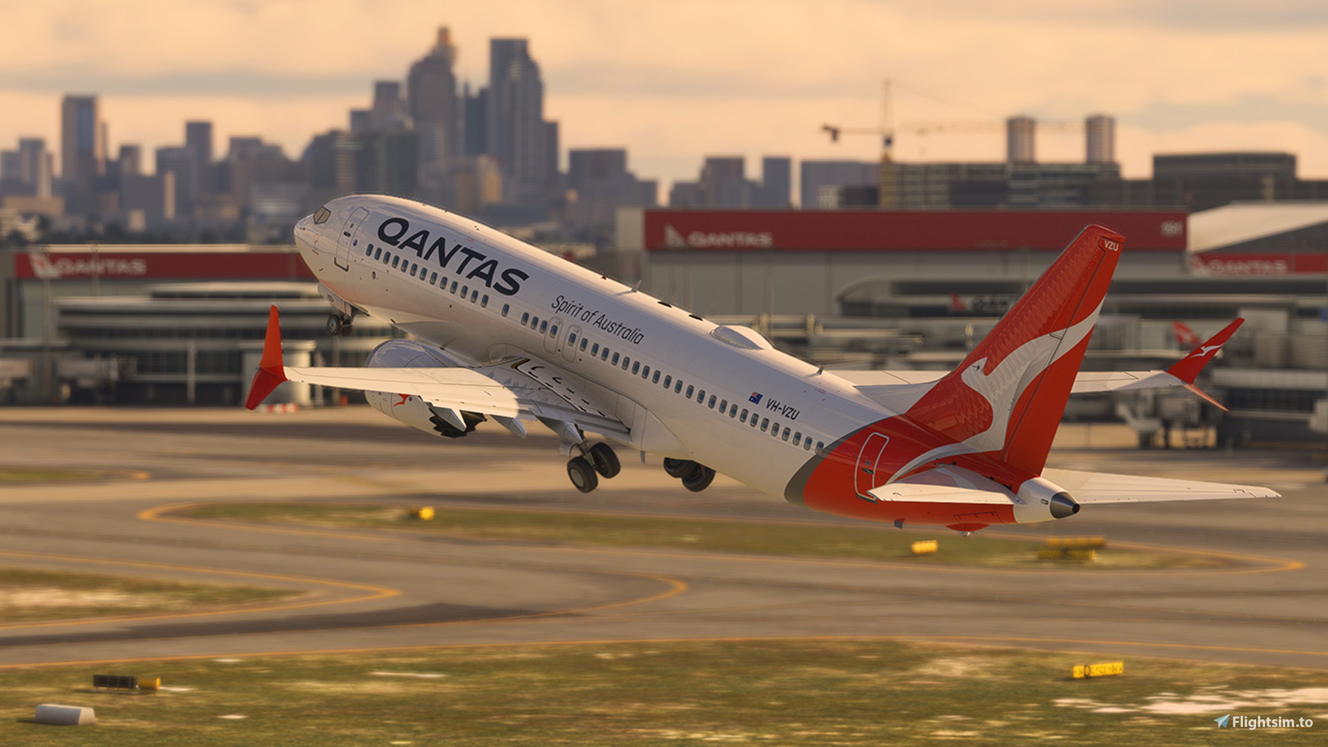 iFly 737 MAX 8 Qantas Airways VH-VZU with Cabin - Image 1