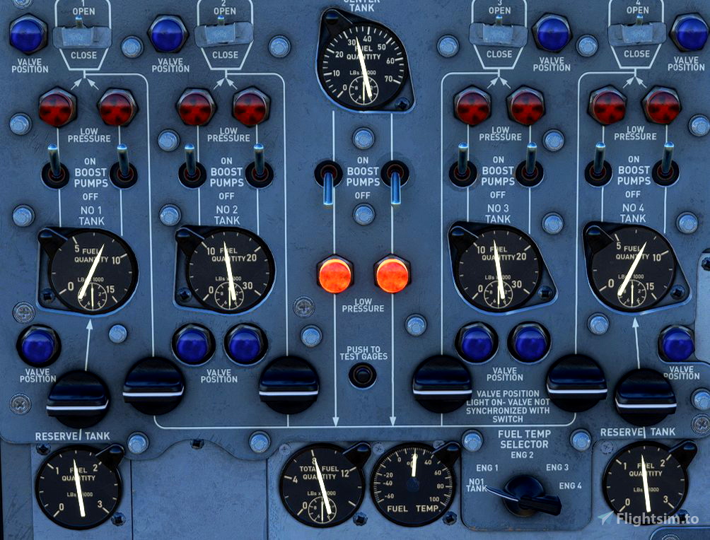 Improved panel and Imperial (Lbs) fuel gauges for the AH Boeing 707 for
