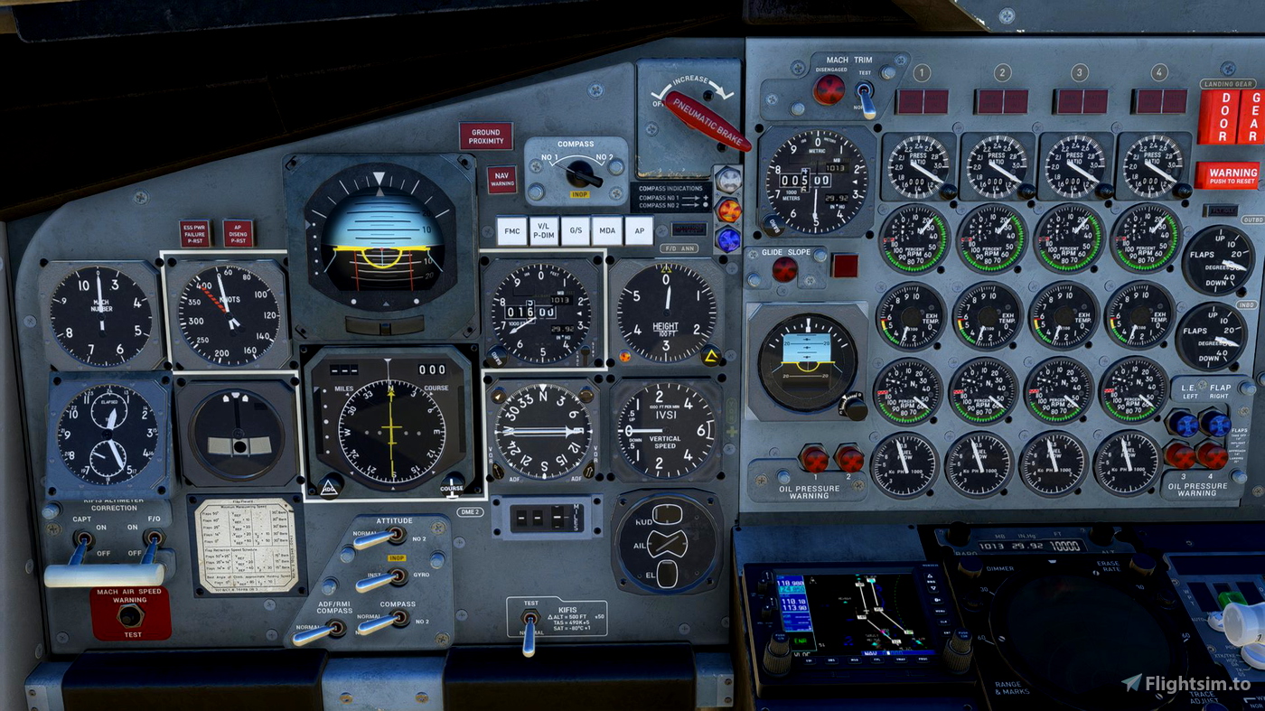 Improved panel and Imperial (Lbs) fuel gauges for the AH Boeing 707 for