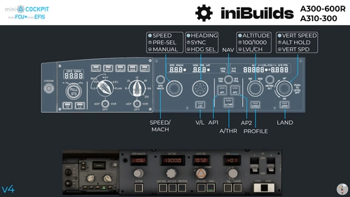 iniBuilds A300 & A310 | MiniCockpit MiniFCU+MiniEFIS | MobiFlight Profile