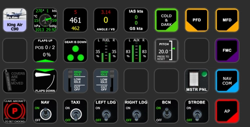 King Air C90  profile for Stream Deck XL and Plus with AAO
