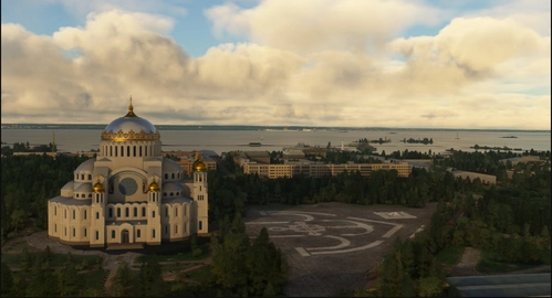 Landmarks of Saint-Petersburg and ULLY airfield and ULLQ helipad