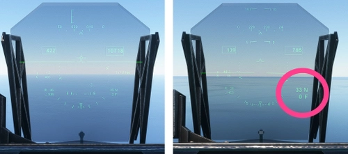 Large nozzle indicator on HUD for DC Designs AV-8B II Harrier AV8B