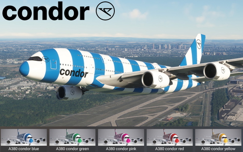 Livery FlyByWire A380 - Condor (fictional, 4K, 5 Colors)