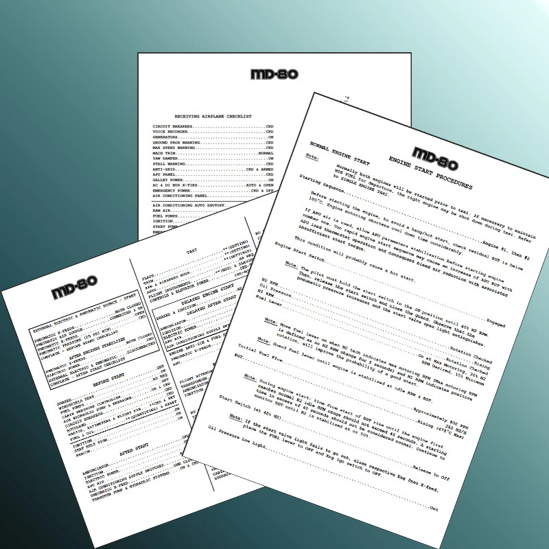 Checklists for Fly the Maddog X on Microsoft Flight Simulator