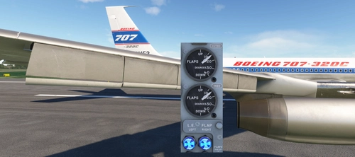 FS2020 and FS2024 Boeing 707-320C leading edge flaps blue lights ligting inversion