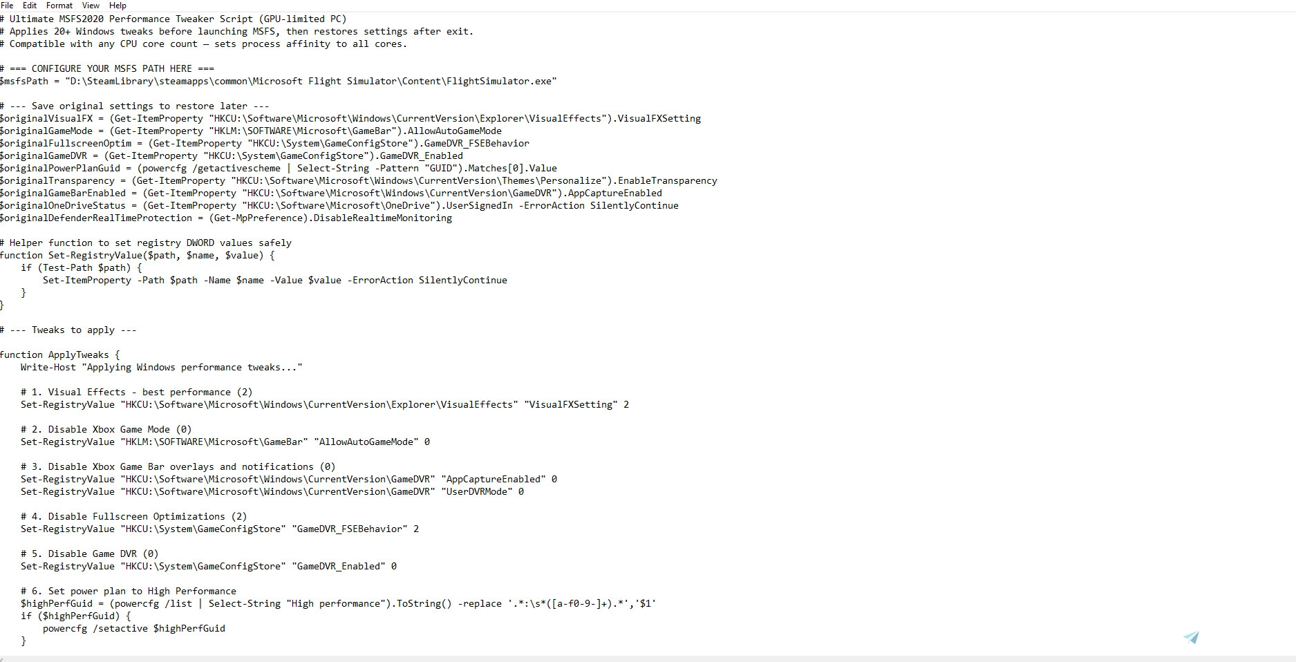 MSFS FPS Boost Script - Image 1