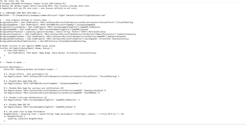 MSFS FPS Boost Script