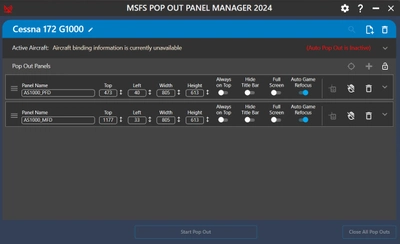 MSFS Pop Out Panel Manager 2024