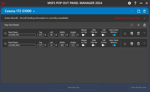 MSFS Pop Out Panel Manager 2024