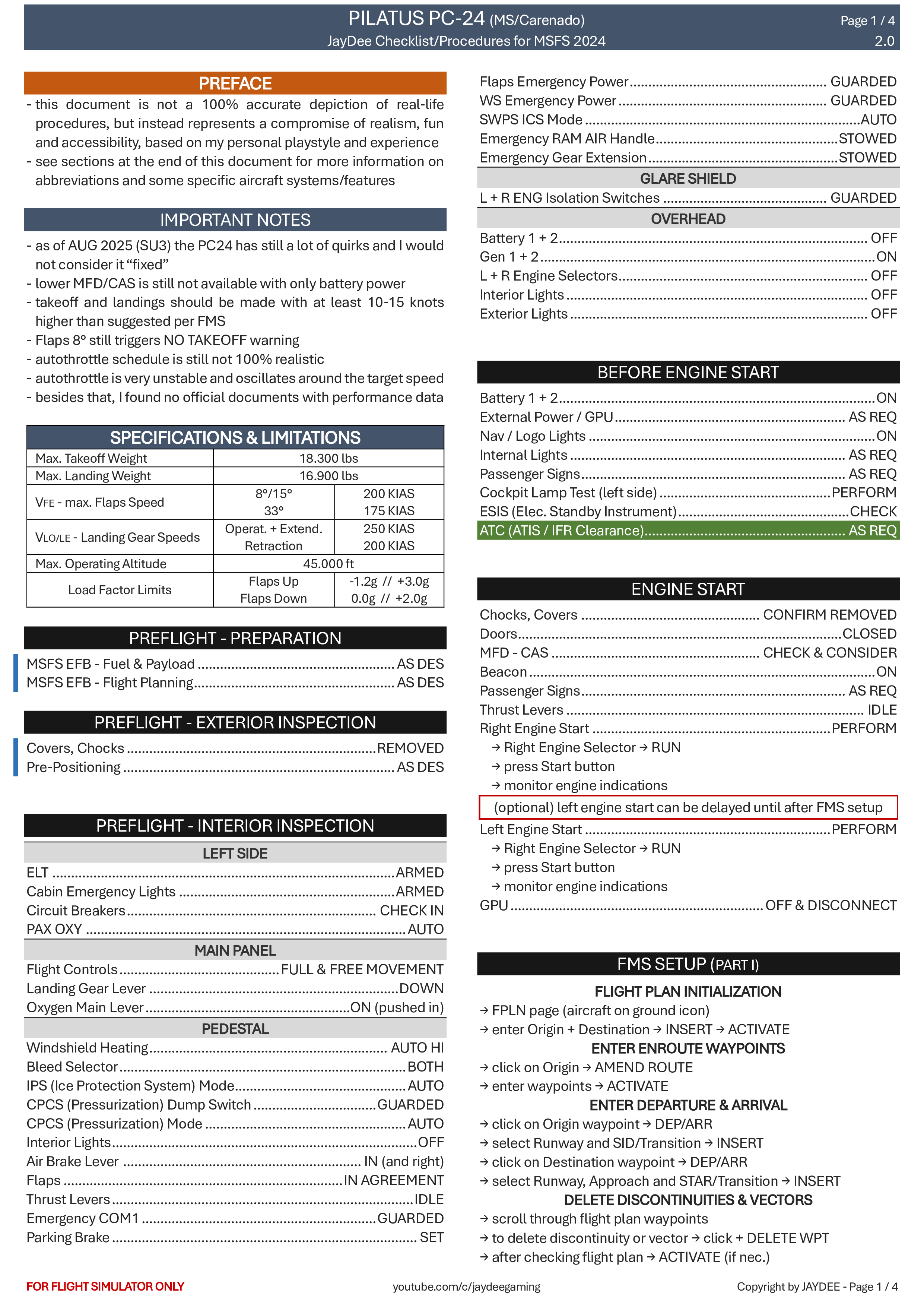 Pilatus PC-24 - Procedures and Checklist - Image 2